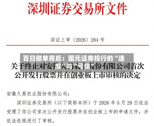 百日撤单背后:国元证券投行的“速度”与“亏损”