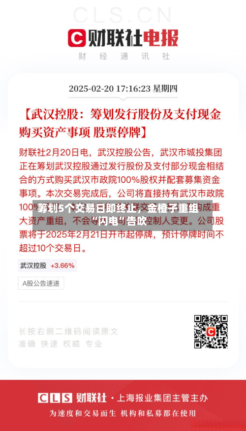 筹划5个交易日即终止,金橙子重组“闪电”告吹